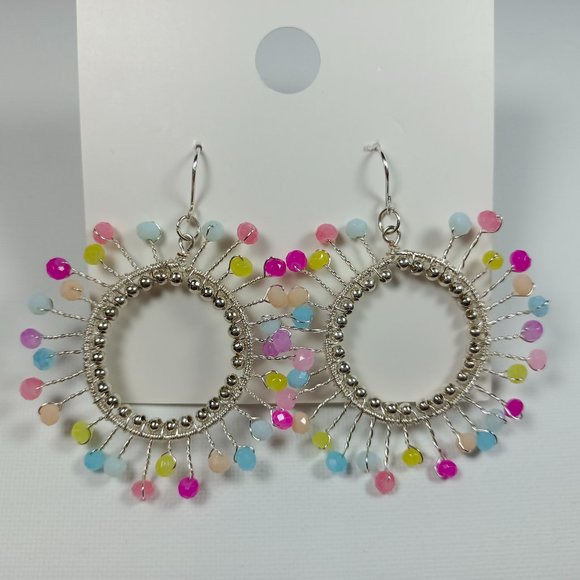 BEAUTIFUL SUNFLOWER MULTICOLOR EARRINGS RAINBOW FUNNY CHIC STYLE - Picture 1 of 5